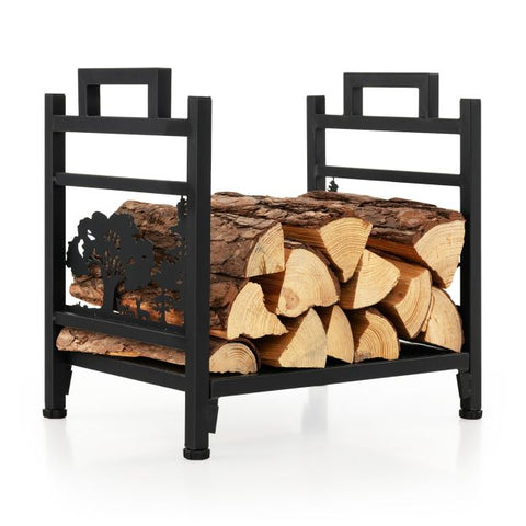 Stylish Firewood Rack with Side Handles and Adjustable Footpads