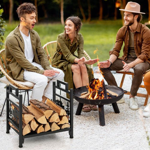 Stylish Firewood Rack with Side Handles and Adjustable Footpads