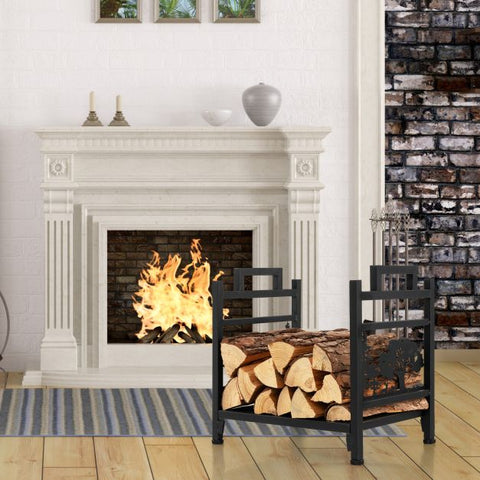 Stylish Firewood Rack with Side Handles and Adjustable Footpads