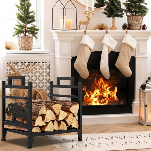 Stylish Firewood Rack with Side Handles and Adjustable Footpads