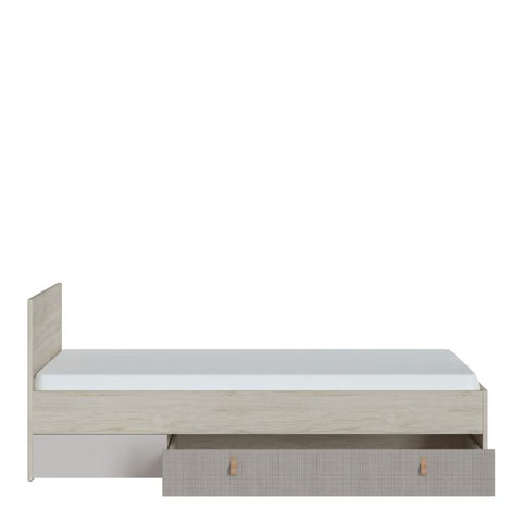Sleek and Modern Laminated Chipboard Single Bed with Fabric Effect Drawer