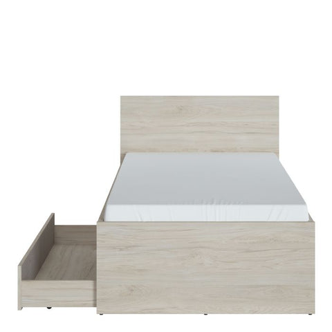 Sleek and Modern Laminated Chipboard Single Bed with Fabric Effect Drawer
