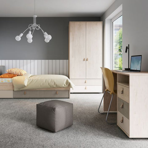 Sleek and Modern Laminated Chipboard Single Bed with Fabric Effect Drawer