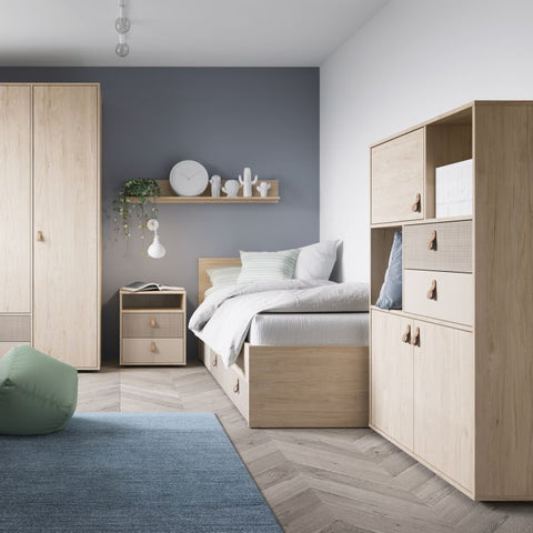 Sleek and Modern Laminated Chipboard Single Bed with Fabric Effect Drawer