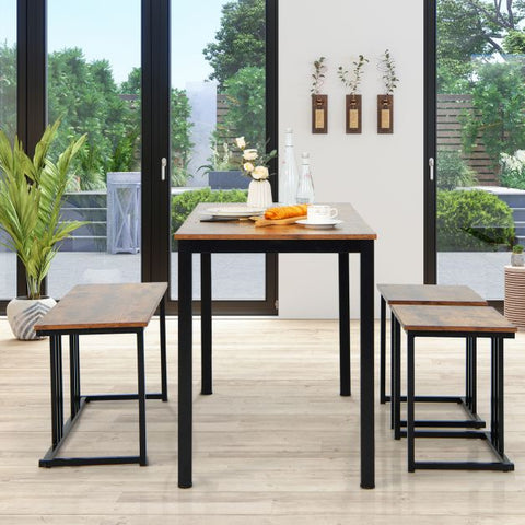 Space Saving Dining Set with 1 Table, 2 Stools and 1 Bench