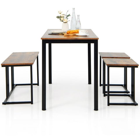 Space Saving Dining Set with 1 Table, 2 Stools and 1 Bench