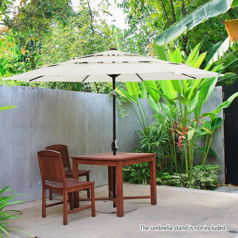Double Vented 3M Umbrella with Manual Crank and Push Button Tilt in Beige