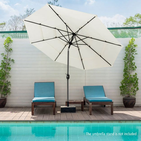 Double Vented 3M Umbrella with Manual Crank and Push Button Tilt in Beige