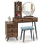 Interactive Dressing Table with Circular Mirror, Charging Station and Stool Model 2