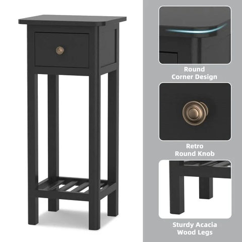 Elegant and Compact Side Table with Ample Storage and Vintage Design