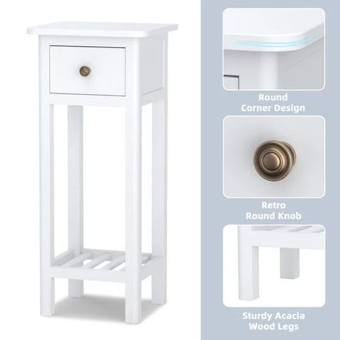 Elegant and Compact Side Table with Ample Storage and Vintage Design
