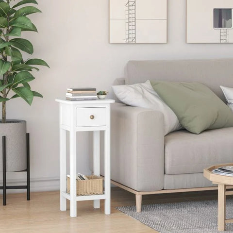 Elegant and Compact Side Table with Ample Storage and Vintage Design