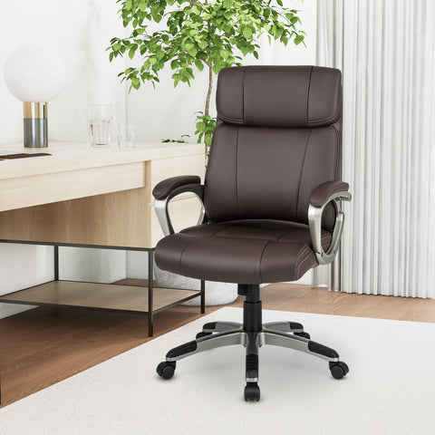 Premium Adjustable Executive Chair with Ergonomic Backrest and Flip-up Armrests in Brown