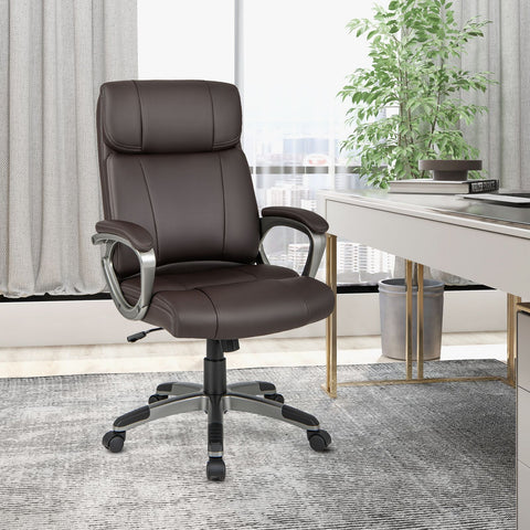 Premium Adjustable Executive Chair with Ergonomic Backrest and Flip-up Armrests in Brown