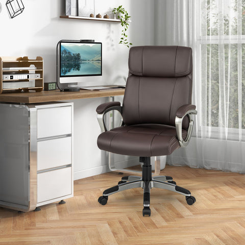 Premium Adjustable Executive Chair with Ergonomic Backrest and Flip-up Armrests in Brown