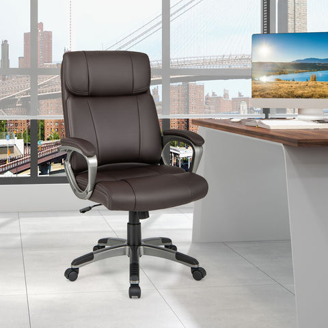 Premium Adjustable Executive Chair with Ergonomic Backrest and Flip-up Armrests in Brown