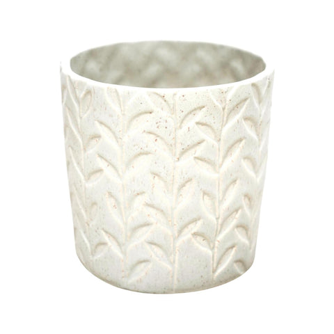 Elegant Debossed Speckle Leaf Planter in Ivory