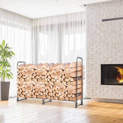 8FT Waterproof PVC Covered Firewood Log Storage Rack