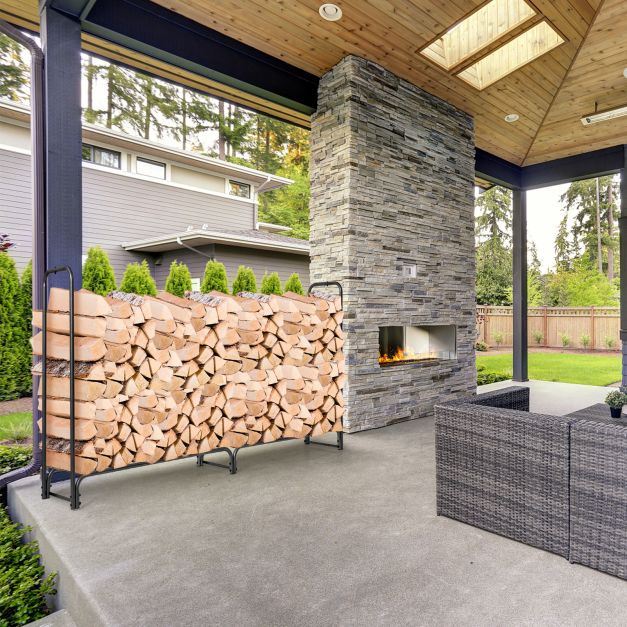 8FT Waterproof PVC Covered Firewood Log Storage Rack – Fairway Home