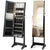 Edgeless Lockable Standing Jewellery Mirror with Storages, Hairdryer Mount, Internal Mirror with LED