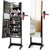 Edgeless Lockable Standing Jewellery Mirror with Storages, Hairdryer Mount, Internal Mirror with LED