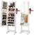 Edgeless Lockable Standing Jewellery Mirror with Storages, Hairdryer Mount, Internal Mirror with LED