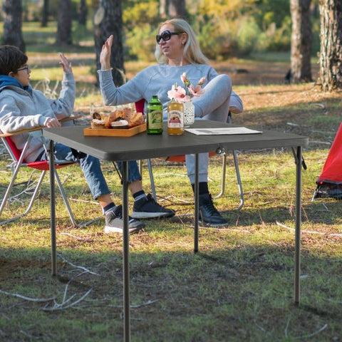 Outdoor Folding Camping Table with Handle and Water-Resistant Table Top