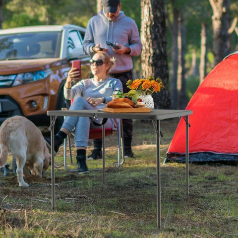 Outdoor Folding Camping Table with Handle and Water-Resistant Table Top