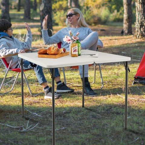 Outdoor Folding Camping Table with Handle and Water-Resistant Table Top