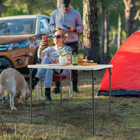 Outdoor Folding Camping Table with Handle and Water-Resistant Table Top