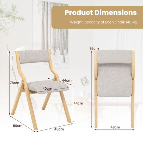 Practical Set of 2 Dining Chairs with Folding Functions