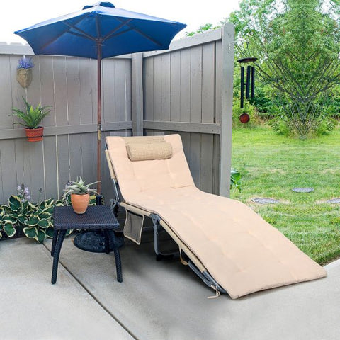 Practical Sun Lounger with Fully Adjustable Recline and Removable Pillow