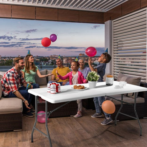 Outdoor Folding Picnic Table with Metal Structure