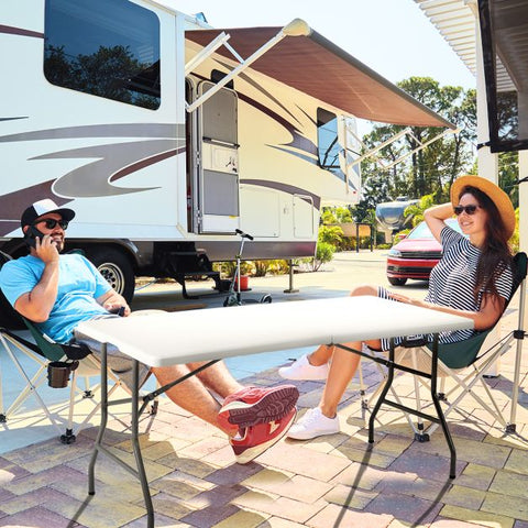 Outdoor Folding Picnic Table with Metal Structure