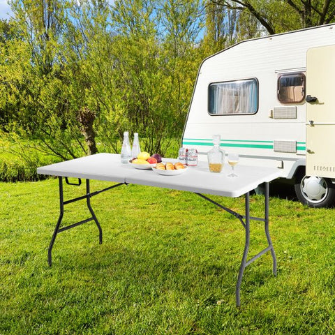 Outdoor Folding Picnic Table with Metal Structure