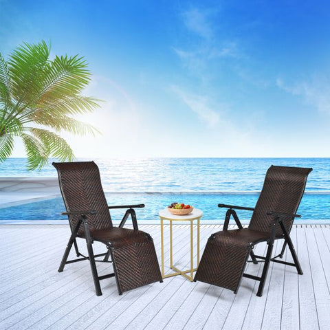 Sunny Lounger Chair with Folding Function in Brown