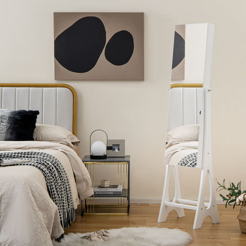 Edgeless Standing Jewellery Mirror with Storages and Internal LED