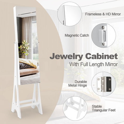 Edgeless Standing Jewellery Mirror with Storages and Internal LED