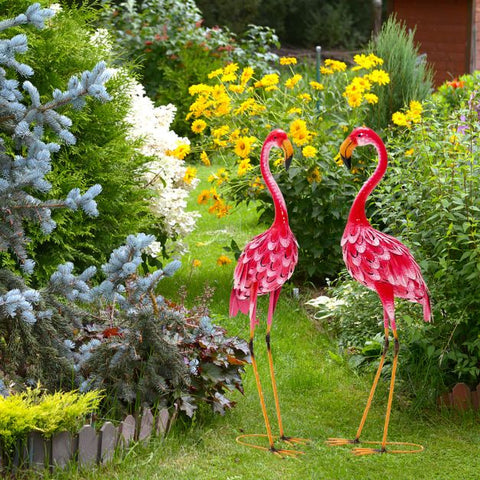 Decorative Flamingo Garden Statue Set with Sturdy Structure