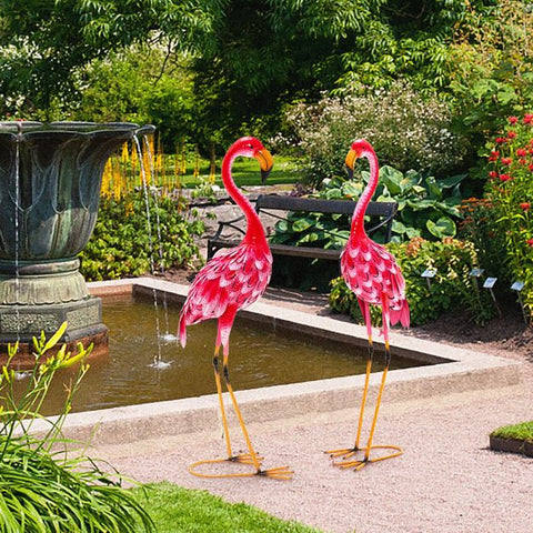 Decorative Flamingo Garden Statue Set with Sturdy Structure