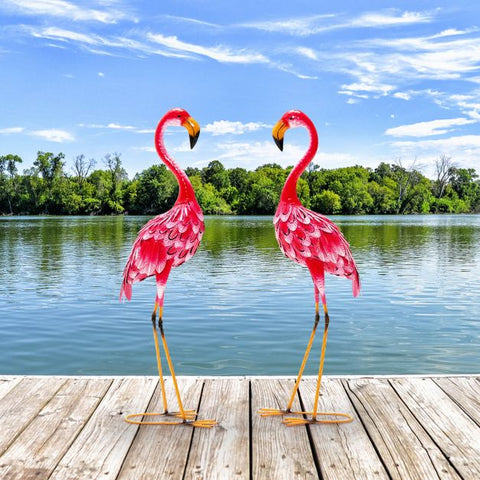 Decorative Flamingo Garden Statue Set with Sturdy Structure