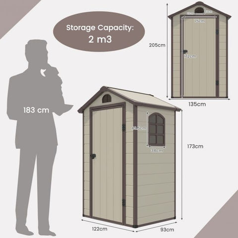Lockable Outdoor Shed with Window and Ventilation System