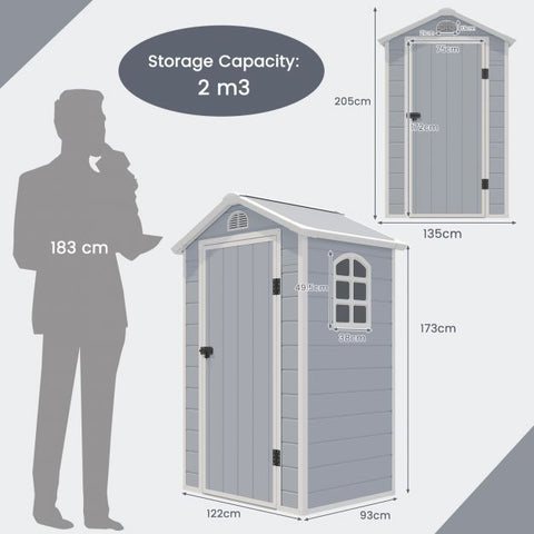 Lockable Outdoor Shed with Window and Ventilation System