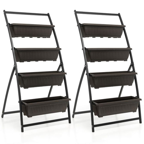 Multi-Level Garden Plant Stand with Drainable Container Boxes