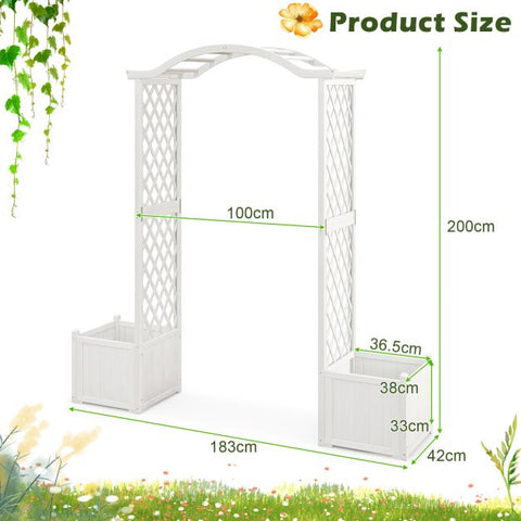 Rustic Decorative Arbor with Wooden Frame and Planter
