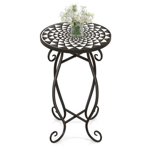 Elegant Small Garden Plant Stand with Ceramic Tabletop
