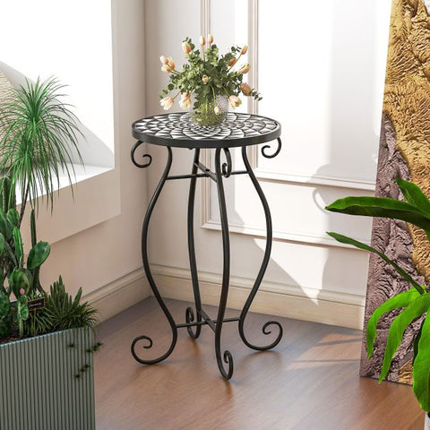 Elegant Small Garden Plant Stand with Ceramic Tabletop