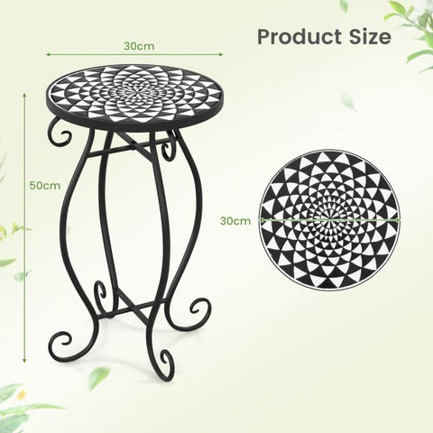 Elegant Small Garden Plant Stand with Ceramic Tabletop