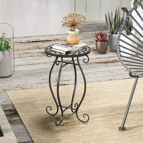 Elegant Small Garden Plant Stand with Ceramic Tabletop