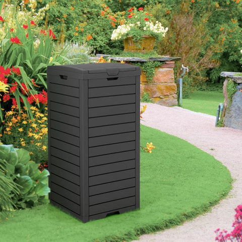 117.5L Large Outdoor Trash Bin with Lid & Liquid Catch Tray